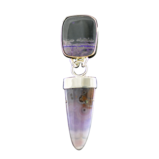 Sugilite and Lavender Agate Necklace: SS/14K