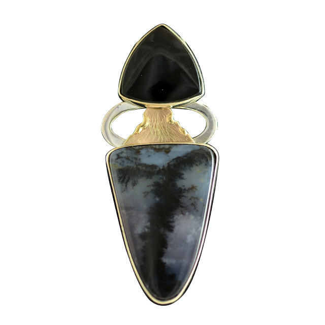 Original Necklace - SS/14K - Moss Agate/Black Onyx