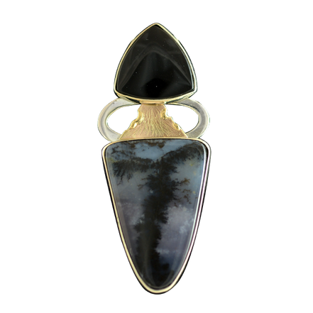 Original Necklace - SS/14K - Moss Agate/Black Onyx