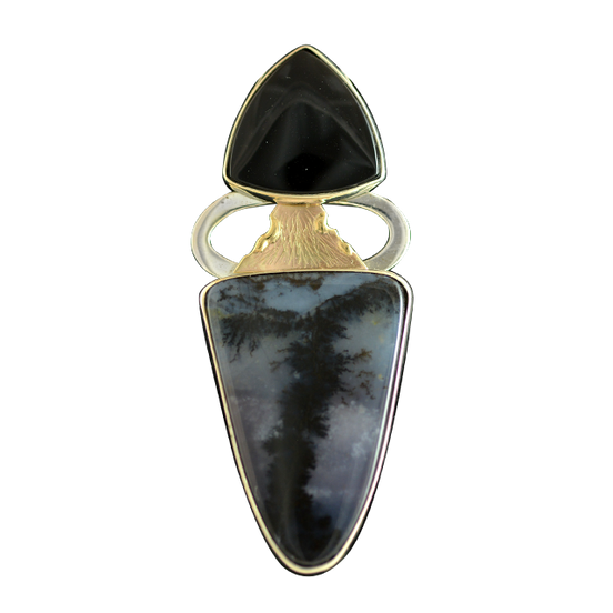 Original Necklace - SS/14K - Moss Agate/Black Onyx