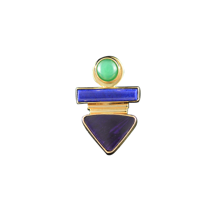 Totemic Necklace in 14K Chrysoprase/Lapis Lazuli/Sugilite