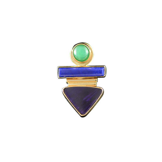 Totemic Necklace in 14K Chrysoprase/Lapis Lazuli/Sugilite