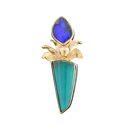 Original Necklace - 14K/SS - Chrysocolla/Boulder Opal