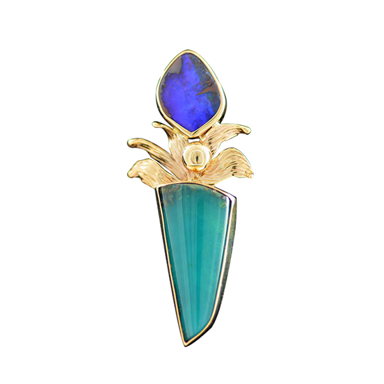 Original Necklace - 14K/SS - Chrysocolla/Boulder Opal
