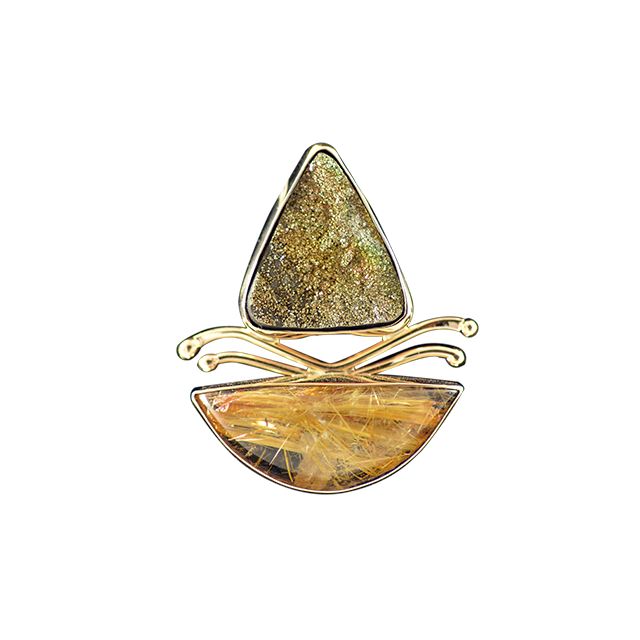 Original Necklace - 14K/ Pyrite & Rutilated Quartz