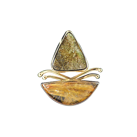 Original Necklace - 14K/ Pyrite & Rutilated Quartz