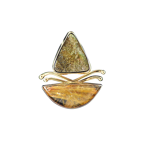 Original Necklace - 14K/ Pyrite & Rutilated Quartz