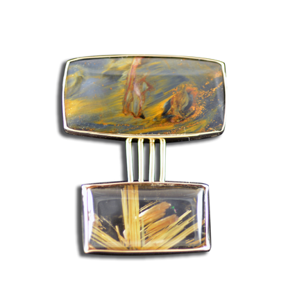 Pietersite & Rutilated Quartz Necklace: 14K