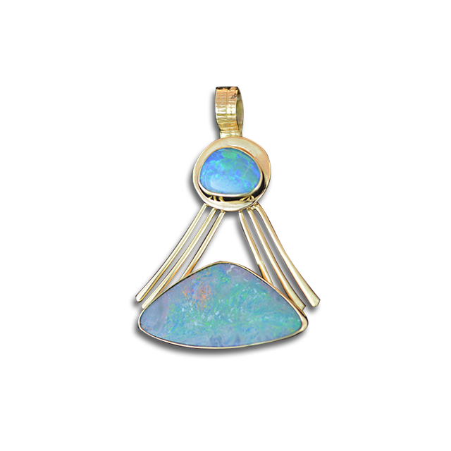 New! ORIGINAL NECKLACE - 14K / 2 OPAL DOUBLETS