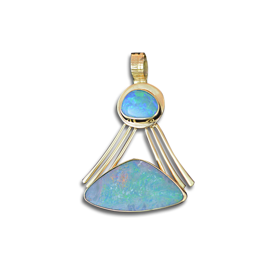 New! ORIGINAL NECKLACE - 14K / 2 OPAL DOUBLETS