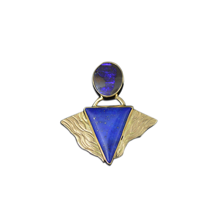 Boulder Opal and Lapis Lazuli  Necklace: 14K