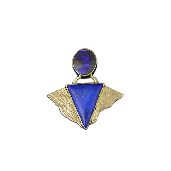 Boulder Opal and Lapis Lazuli  Necklace: 14K