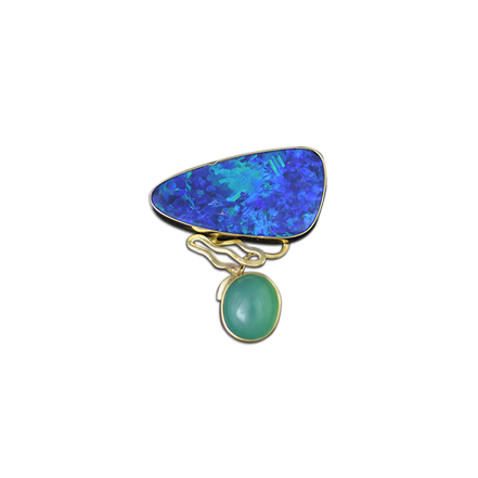 New! ORIGINAL NECKLACE - 14K / OPAL DOUBLET / CHRYSOPRASE