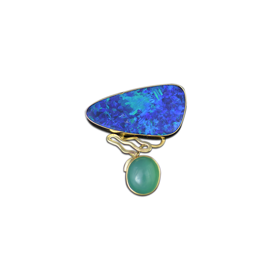 New! ORIGINAL NECKLACE - 14K / OPAL DOUBLET / CHRYSOPRASE