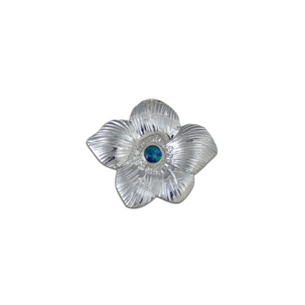Flower with Opal Triplet Necklace: Sterling