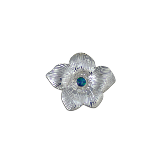 Flower with Opal Triplet Necklace: Sterling