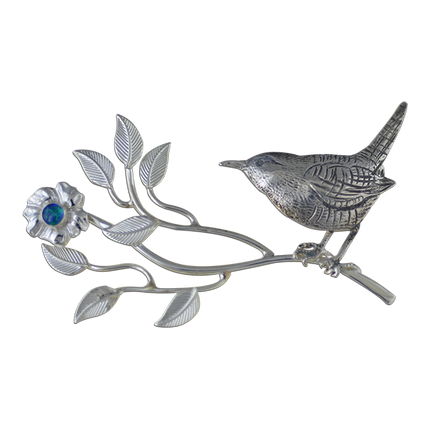 New! Original Bird on Branch Neckslide: Sterling Silver w/ Opal Triplet