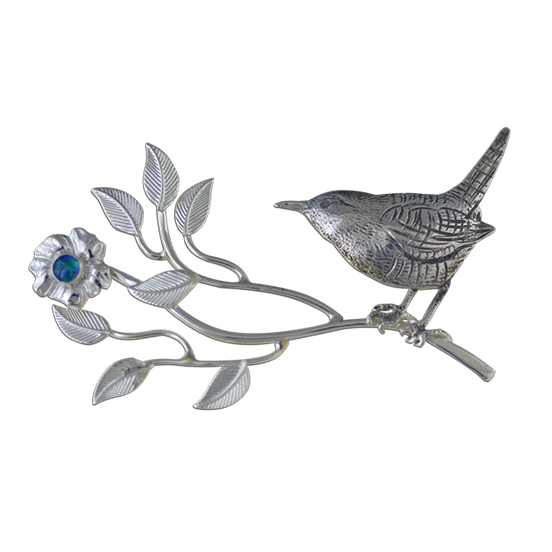New! Original Bird on Branch Neckslide: Sterling Silver w/ Opal Triplet