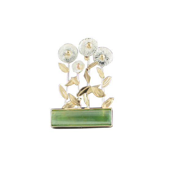 Original Pendant Dandelions - 14k/SS w/ Moss Agate