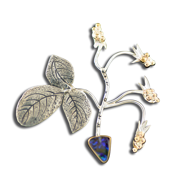 Raspberry Pin/Pendant - SS/14K - Boulder Opal
