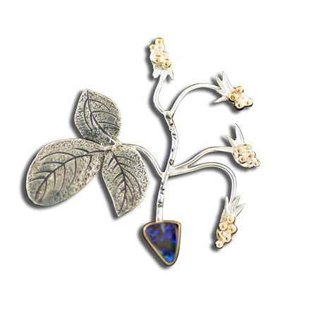 Raspberry Pin/Pendant - SS/14K - Boulder Opal