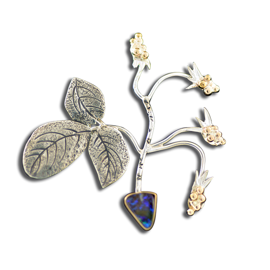 Raspberry Pin/Pendant - SS/14K - Boulder Opal