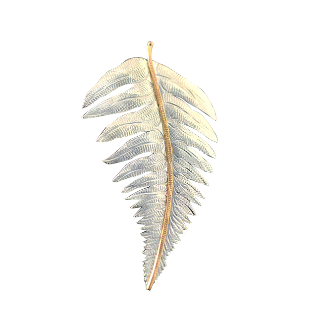 Fern Pin/Pendant in Sterling and 14k Gold