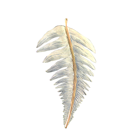 Fern Pin/Pendant in Sterling and 14k Gold