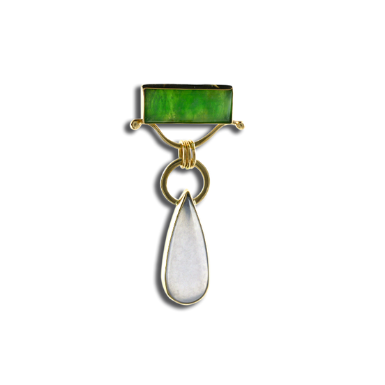 Blue Chalcedony/Green Stone Pendant: 14K