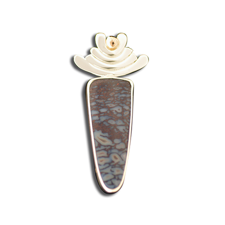 Original Pin/Pendant - SS/14K/Fossilized Dinosaur Bone