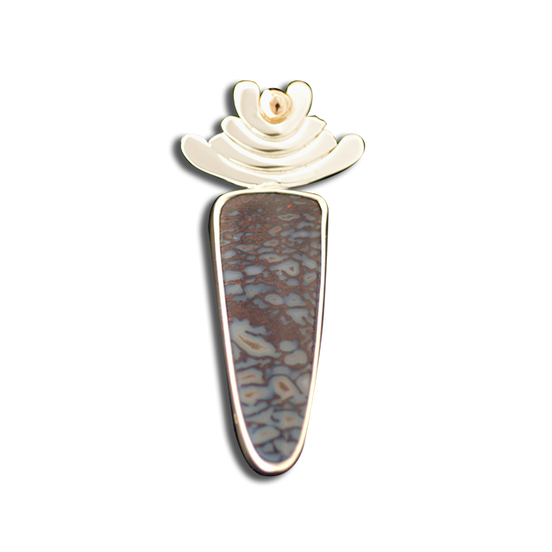 Original Pin/Pendant - SS/14K/Fossilized Dinosaur Bone