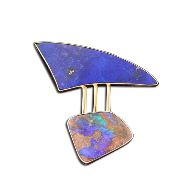 Original Pin/Pendant - SS/14K - Lapis Lazulite/Boulder Opal