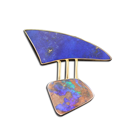 Original Pin/Pendant - SS/14K - Lapis Lazulite/Boulder Opal