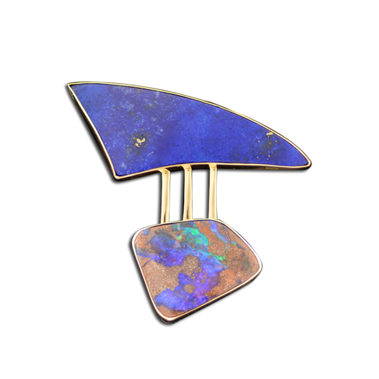 Original Pin/Pendant - SS/14K - Lapis Lazulite/Boulder Opal