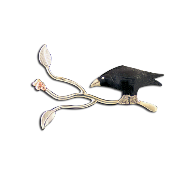 Original Pin/Pendant - Crow on Branch SS/14K