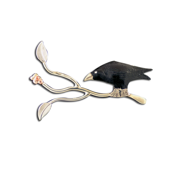 Original Pin/Pendant - Crow on Branch SS/14K