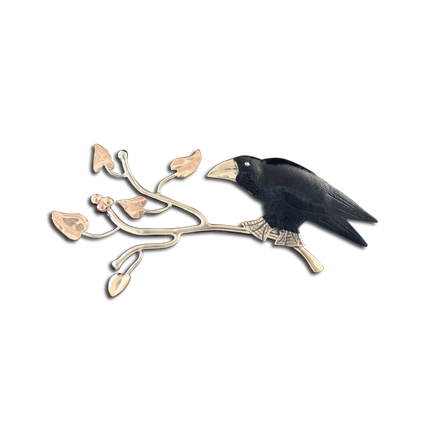 Original Pin/Pendant - Crow on Branch SS/14K