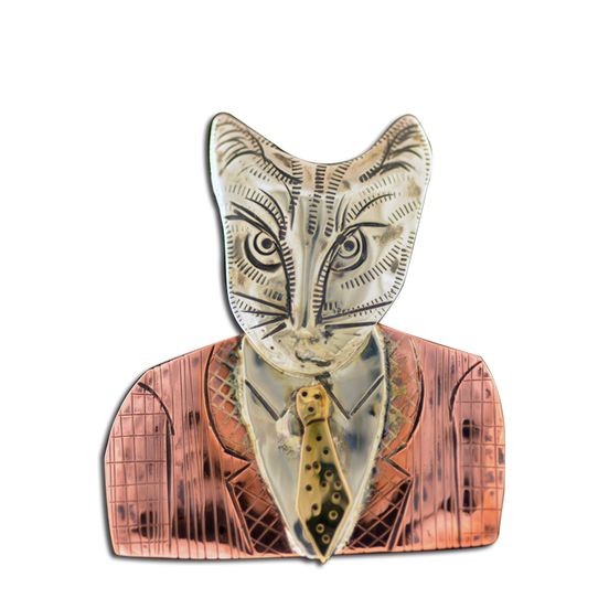 Original Pin/Pendant: Business Cat   - SS/C/B