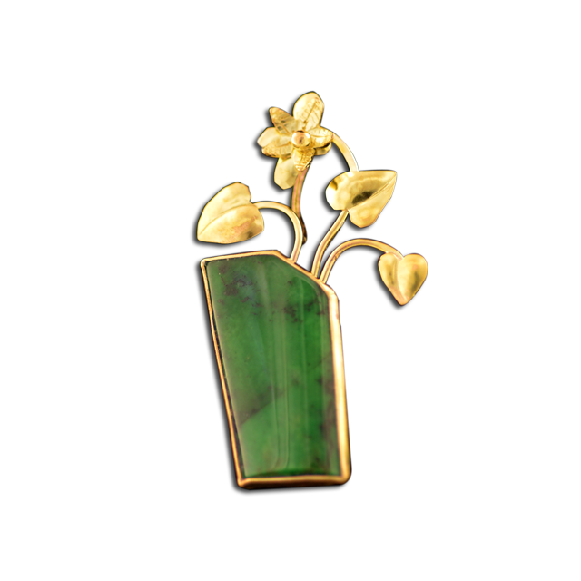 Maw-sit-sit with Flowers Pin/Penant - 14K/SS backplate