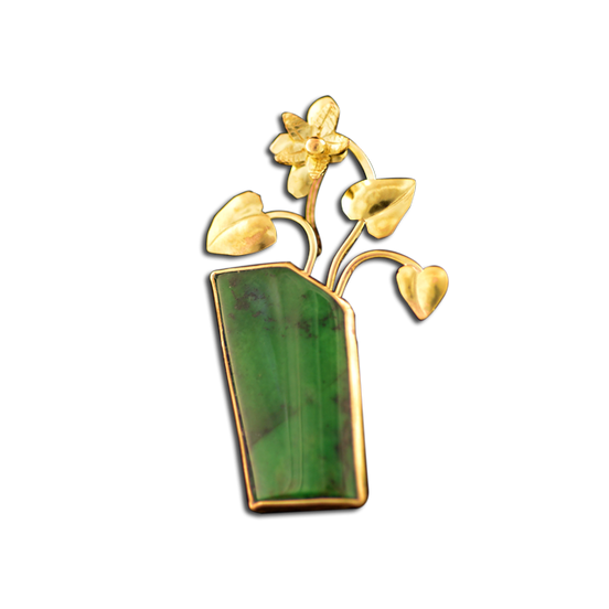 Maw-sit-sit with Flowers Pin/Penant - 14K/SS backplate