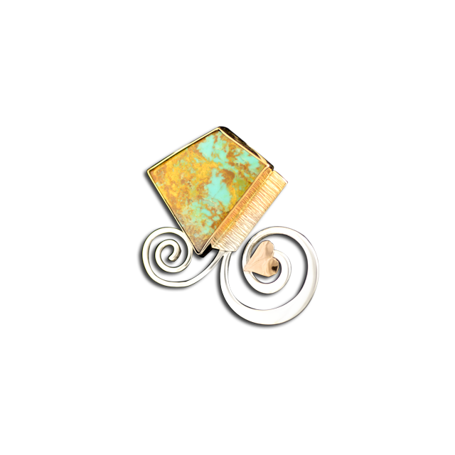 Turquoise Spiral Leaf Necklace - SS/14k