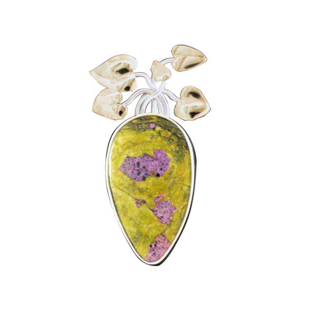 Original Pin/Pendant: Serpentine w/ Stichtite - SS/14k