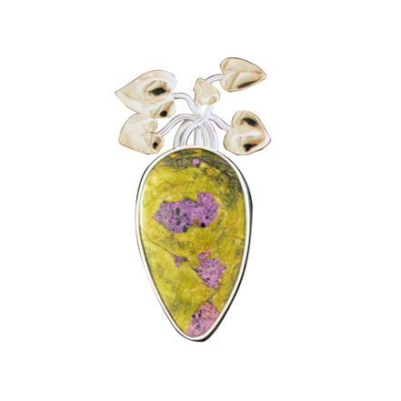 Original Pin/Pendant: Serpentine w/ Stichtite - SS/14k