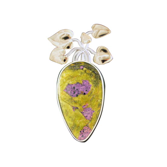 Original Pin/Pendant: Serpentine w/ Stichtite - SS/14k