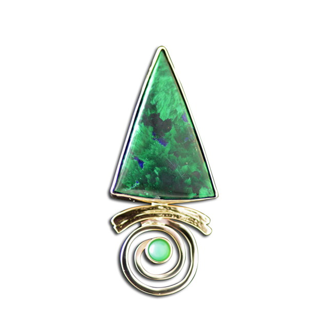 Original Pin/Pendant - Malachite/Chrysoprase - 14K