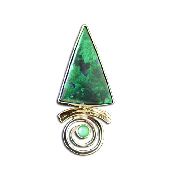 Original Pin/Pendant - Malachite/Chrysoprase - 14K