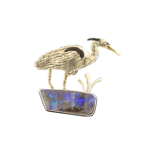 Original Pin/Pendant: Boulder Opal - SS/Brass