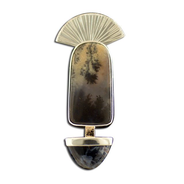 Original Necklace: Moss Agate/Pietersite - SS/14K