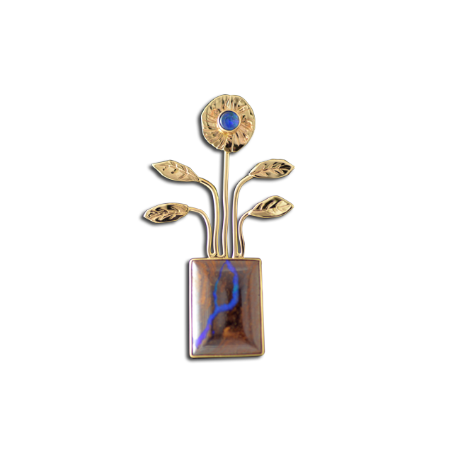 Potted Boulder Opal and Opal Triplet Pendant - SS/14k