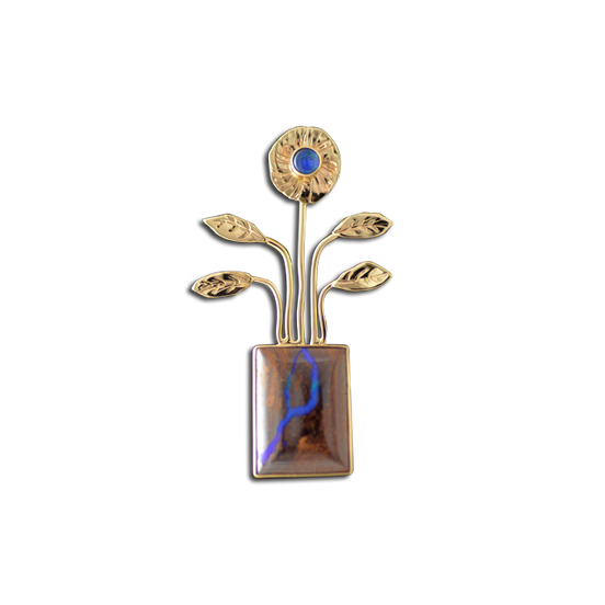 Potted Boulder Opal and Opal Triplet Pendant - SS/14k